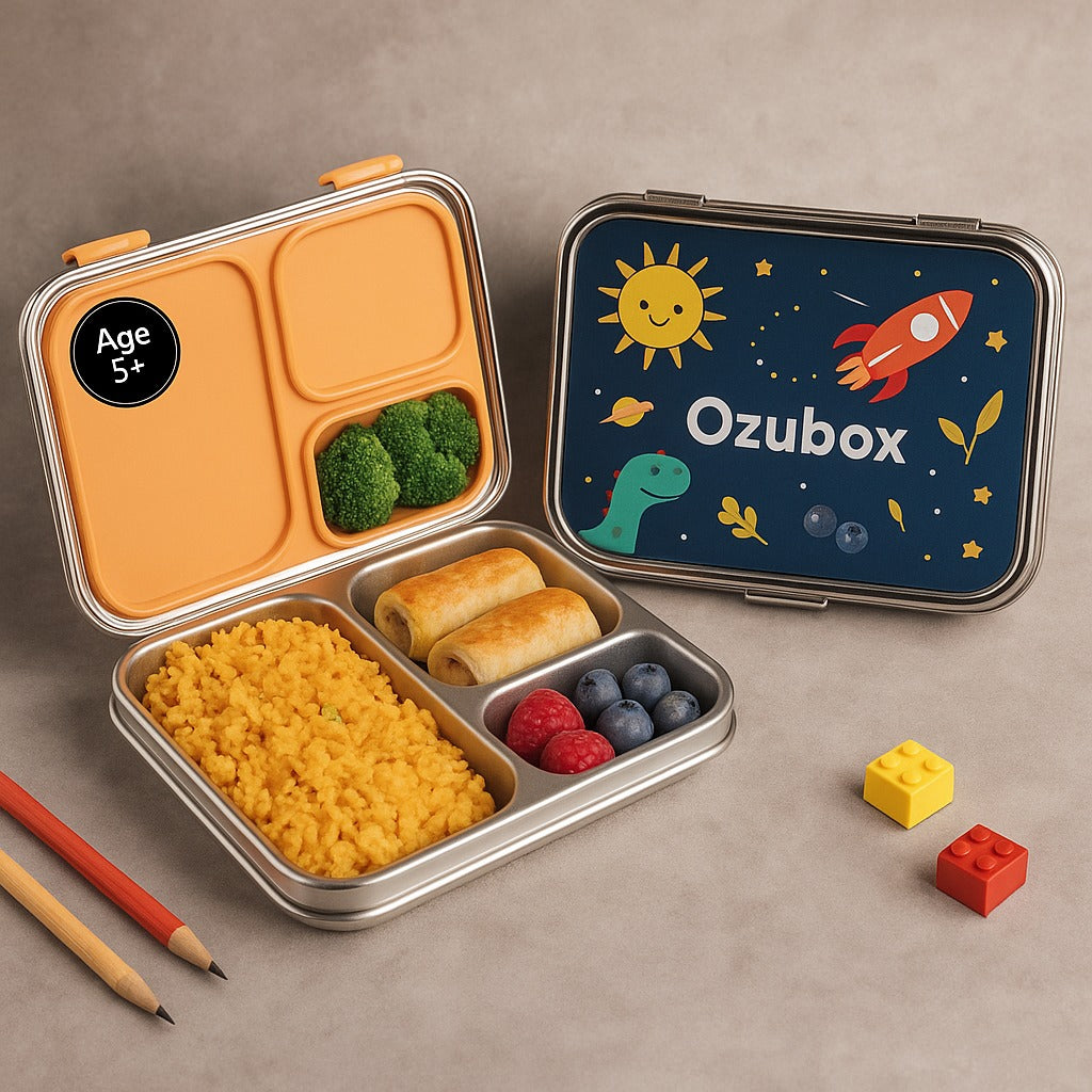 3 Compartment Stainless steel Bento box For Kids - OzuBox™