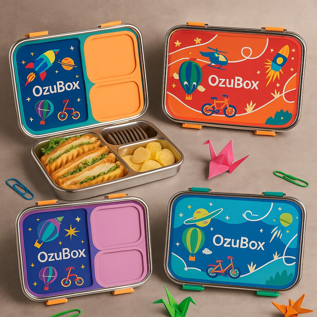 3 Compartment Stainless steel Bento box For Kids - OzuBox™