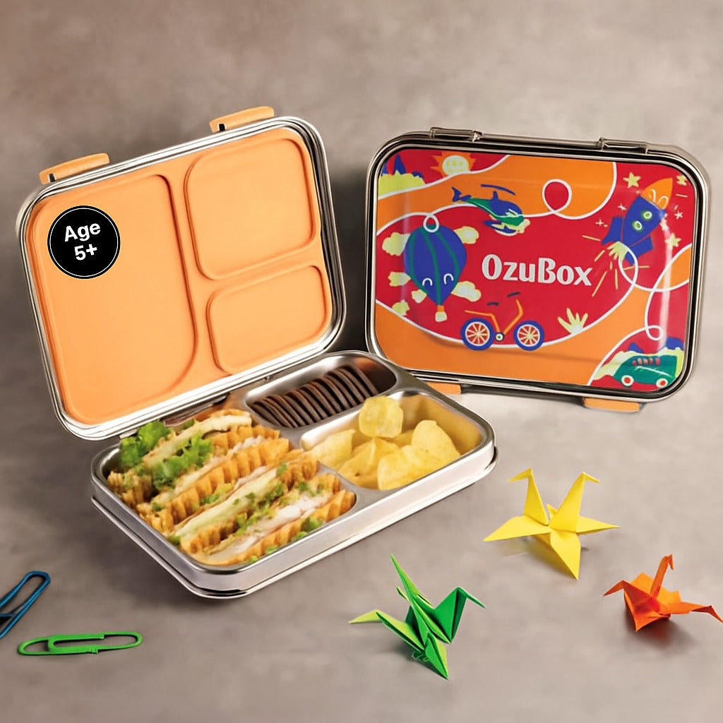 3 Compartment Stainless steel Bento box For Kids - OzuBox™