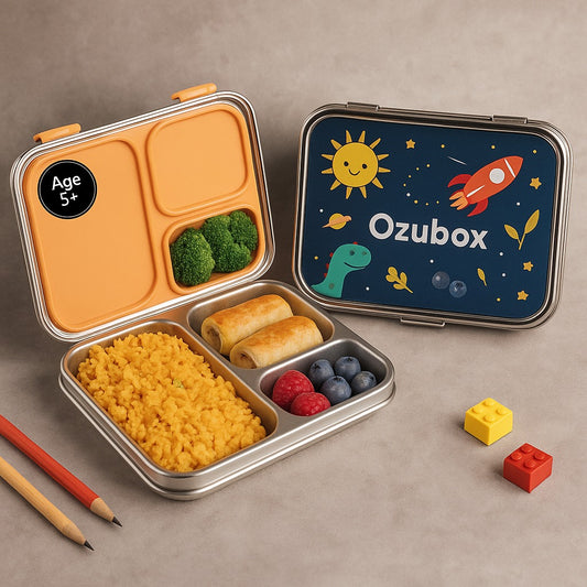 3 Compartment Stainless steel Bento box For Kids - OzuBox™